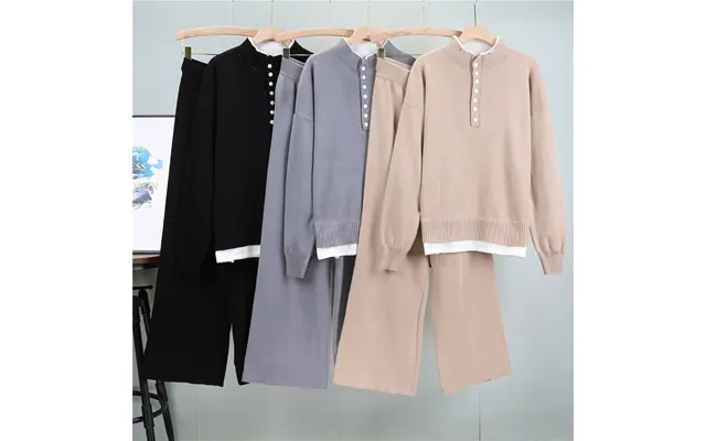 Autumn Fashion Net Red Small Fragrance Professional Hong Kong Style Suit Female Retro Chic Western Style Knitted Wide-le