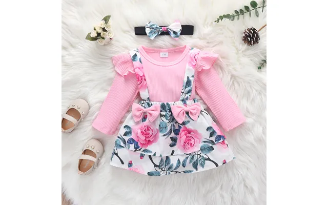 Babies' Clothes Children's Clothing Spring And Autumn Baby Pit Strip Small Flying Sleeve Triangle Romper Floral Bow Susp product image