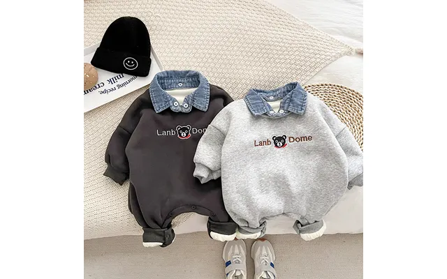Baby Clothes Baby Clothes Winter Boys And Girls Baby Cartoon Cowboy Collar Thick Crawl Suit Newborn Onesie Autumn And Wi product image