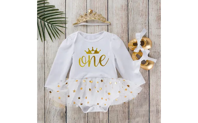 Baby Clothes Long Sleeve Baby White Holiday Clothes Suit Letterone One One-piece Child Dress Newborn Birthday Outfit product image