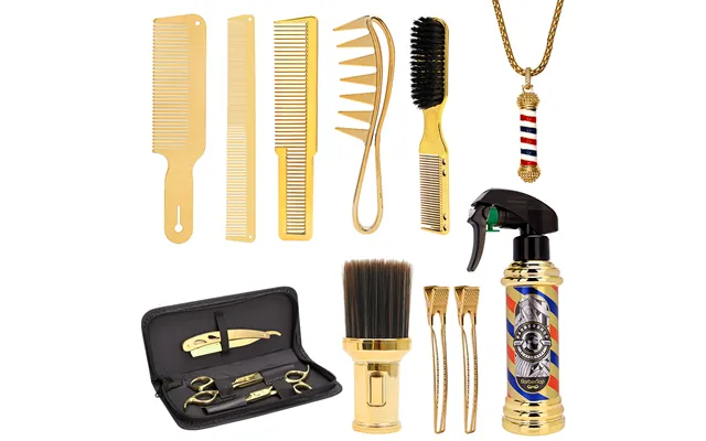 Barber Tools Gold Suit 14 In1 Professional Hairdressing Scissors Barbershop Comb Brush Spray Bottle Hair Stylist Supplie