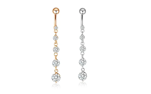 Belly Button Ring Luxury Zircon String Gold Pendant Exquisite Piercing Belly Button Ring Nail