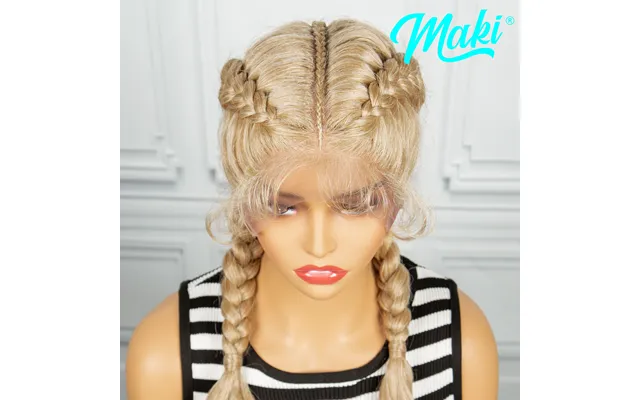 Blonde Color - Long Braided Synthetic Wigs With Baby Hair Braid Wig For Women Party,3x Twist Braids Lace Front Wigs