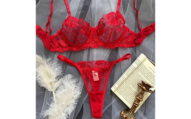 Carjianuo Cross-border Foreign Trade European And American Valentine's Day New Flower Mesh Embroidery Perspective Sexy G product image