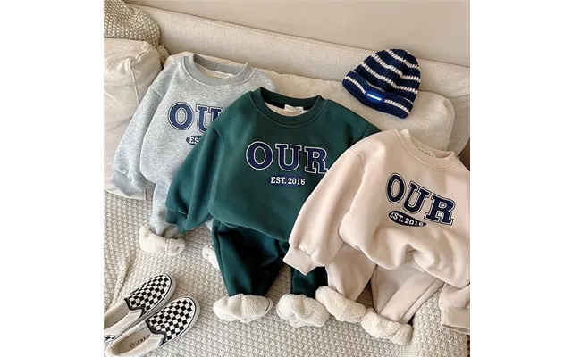 Children's Clothing Children's Round Neck Sweatshirt Suit Casual Autumn And Winter New Suit Long-sleeved Letter Thick Sw product image
