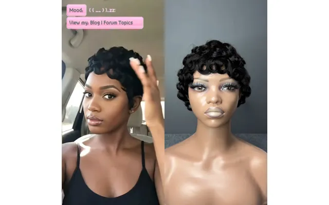 Chioma Wig Pixie Short Curled Wig 100% Real Hair Black Explosion Head Natural Short Hair