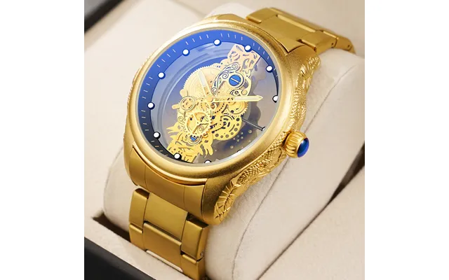 Embossed Gold Watch Quartz Men's Watch Fashion Business Double Sided Hollow Men's Watch Glow Waterproof Steel Band 6048 product image