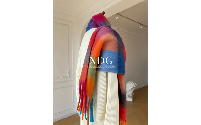 Europe And The United States Big Fashion Week Light Luxury Women's Colorful Warm Tassels Faux Cashmere Shawl Shawl Scarf product image