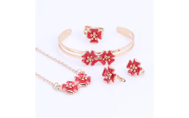 Fashion Girl Jewelry Lovely Flower Children Necklace Bangle Earring Ring Kids Baby Costume Jewelry Set 5 Colors