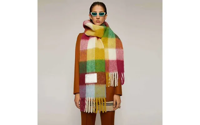 Fashion Week British Style Trendy Women's Seahorse Hair Colorful Warm Tassel Shawl Winter Scarf product image