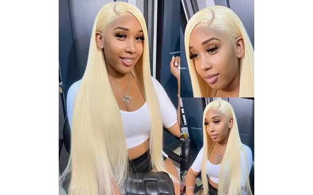Front Lace Long Straight Hair Wig For Ladies International Station Main Push Synthetic Headgear Light Golden Color