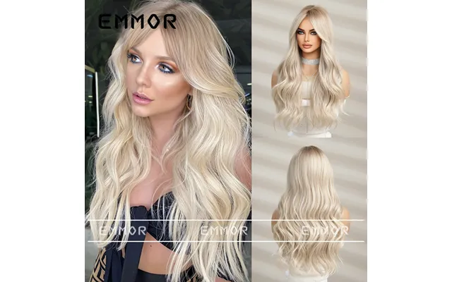 Gradual White Blonde Wig Female Long Summer Female Group Hair Color Curly Natural Fashion Big Wave Wig Set