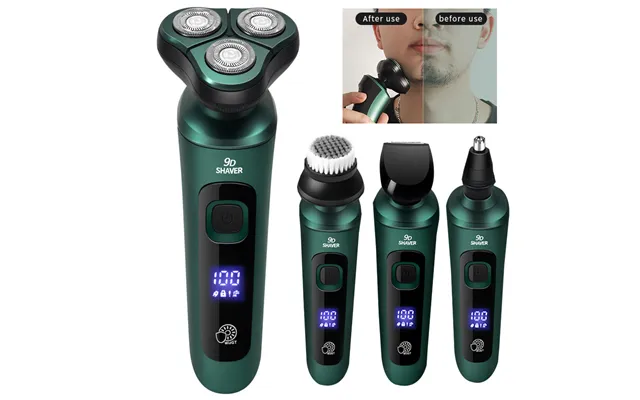 Green Smart Electric Shaver Lcd Digital Display Three-head Floating Razor Usb Rechargeable Washing Multi-function Beard  product image