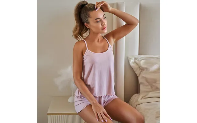 Home Wear Pajamas For Women Plus Size Plus Size Two-piece Solid Color Simple Breathable Loose Suspender Shorts Set product image