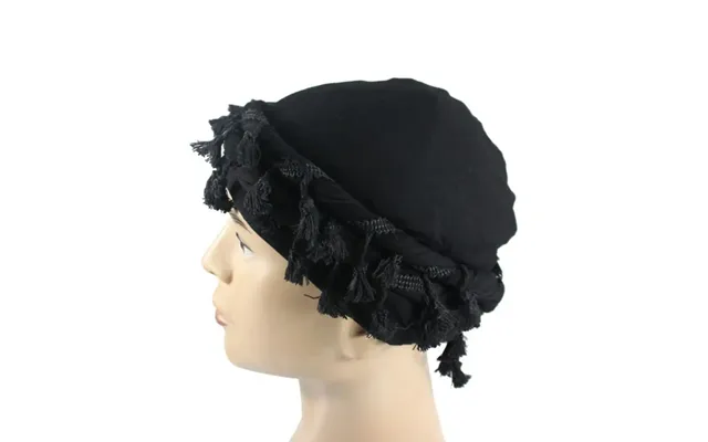 Hot Sale 2024 Men Punk Burr Trim Twisted Tail Fringe Cotton Bandana Hop Turban Hats Head Wrap Beanie Cap Solid Color Doc