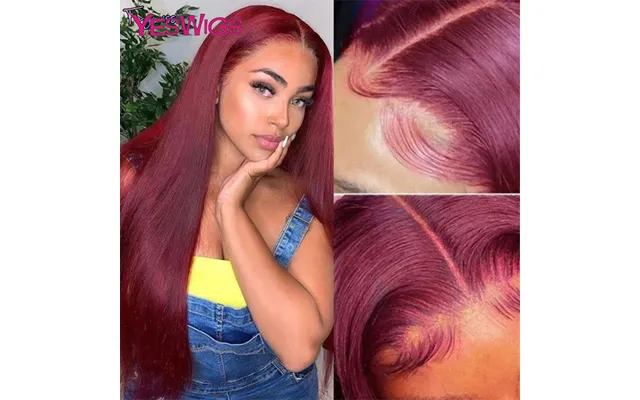 Hot Selling Hot Selling 13x4 Glueless Bury 99j Colored Straight Front Human Hair Wigs For Women Hd Transparent Lace Fron