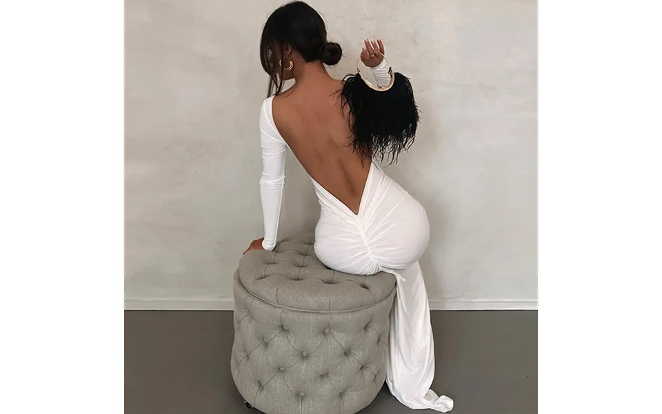 Hot Selling New Solid Color Sexy Open Back Pleated Long Style Elegant Slim Fitting Dress
