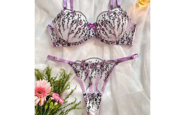 Kajiano Cross Border Foreign Trade New High End Temperament Style Floral Embroidery Transparent Mesh Temptation Sexy Und product image