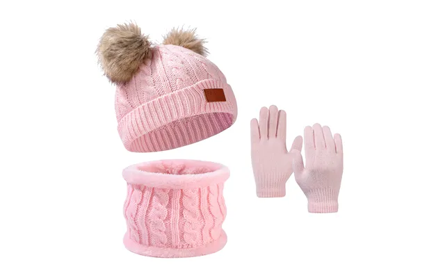 Kids'scarf - Hat & Glove Sets Children's Hat Gloves Bib Set Twist Children's Autumn And Winter Knitting Hairball Yarn product image