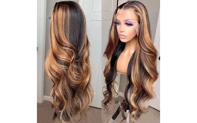 Ladies Wig Long Curly Hair Wig Piano Color Lace Headgear Highlight 13*4 Lace Wig