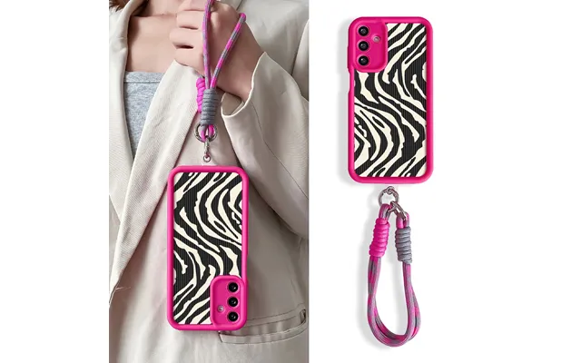 Lanyard Case For Samsung S25 Plus Ultra S24 Fe A16 06 26 36 56 Zebra Stripes Pattern Wrist Chain Hang Strap Phone Cover