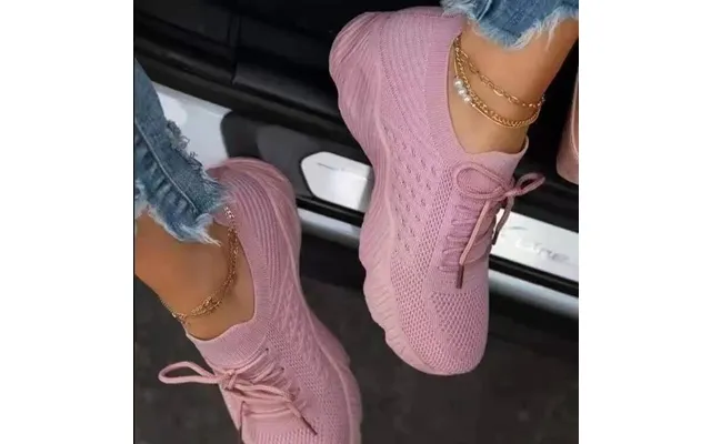 Large Size Lace-up Casual Fly-woven Breathable Mesh Running Shoes For Women Fashion Fly-woven Flat Shoes For Women