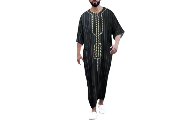 Man's Clothing Muslim Toga Men's Ethnic Loose Casual V-neck Mid-sleeve Jumpsuit