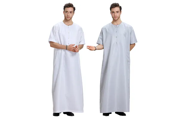 Man's Clothing Short Sleeve Solid Color Men's Robe Muslim Kaftan Simple