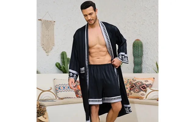 Men's Clothing Baroque Style Satin Robe Shorts Suit Nightgown