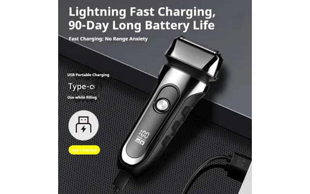 Men's Electric Shaver - Rechargeable 2-blade Rotary Shaver With Floating Head, Ipx7 Waterproof, Led Display, 90-min Runt product image