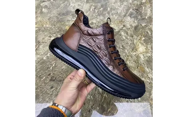 Men's Shoes 2023 Spring And Autumn New Thick Bottom Casual Trend Shoes Crocodile Pattern Fashion Men's Shoes Lightweight