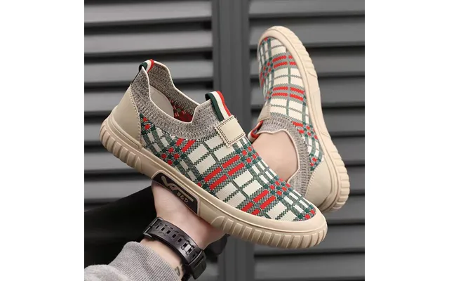 Men's Shoes Summer New Fly Woven Breathable Men's Mesh Panel Shoes Foreign Trade Trend Woven All-match Slip-on Casual Sh