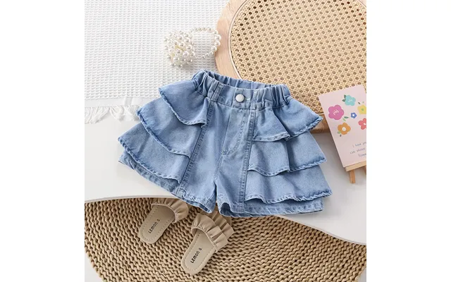 Mother&kids Baby Girls Wear Denim Shorts Thin Cake-lace Culottes