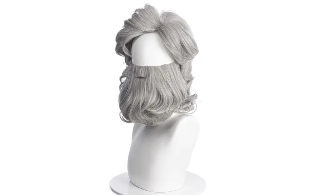 Movie Saving Christmas 2 Santa Claus Silver Gray Style Beard Slightly Curly Cos Anime Wig Headpiece