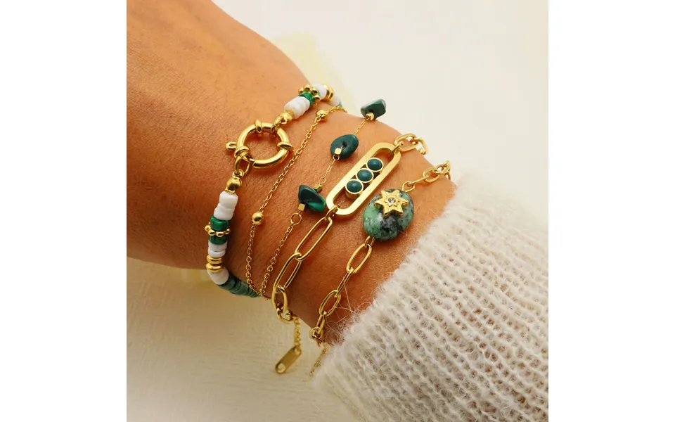 Natural Stone Versatile Titanium Steel Bracelet Colorless Women's Ins Versatile Fresh Folding Bracelet Handwear Set