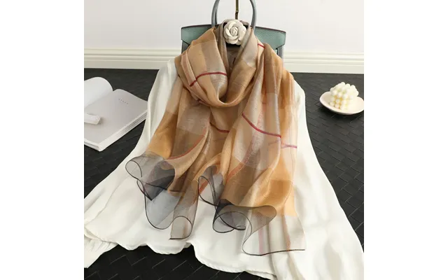 New Plaid Silk Scarf Women's Autumn And Winter Version All-match Mulberry Silk Shawl Silk Wool Scarf Long Dual-use Scarf product image
