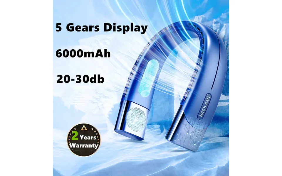 New Portable Neck Fan Cooler 6000mah Rechargeable Mini Electric Fan Small Neck Cooling Fan Bladeless Mini Outdoor Fan