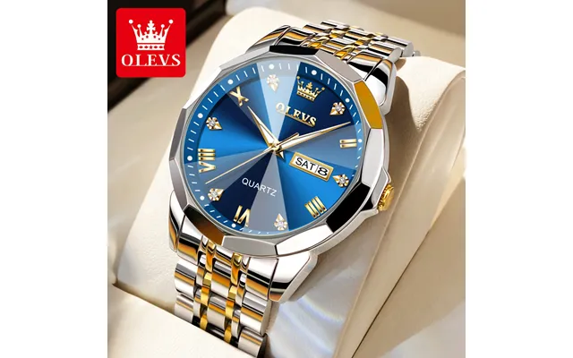 Olevs Men's Watches Rhombus Mirror Original Quartz Watch For Man Waterproof Luminous Stainless Steel Wristwatch Male Dat product image