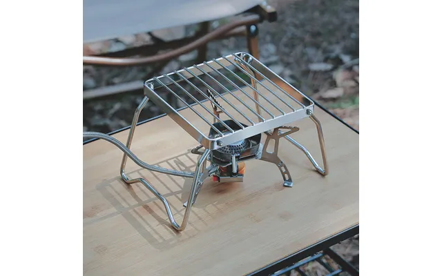 Outdoor Stove Head Portable Foldable Kettle Stainless Steel Striped Grid Mini Baking Tray Bracket