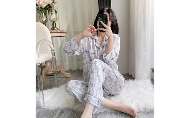Pajama Women's Ice Silk Long Sleeve Cartoon Suit Thin Silk Home Clothes product image