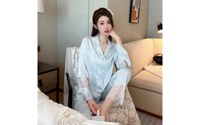 Pajamas For Women Fairy Style Lace French Home Wear Long-sleeved Trousers Ice Silk Suit product image