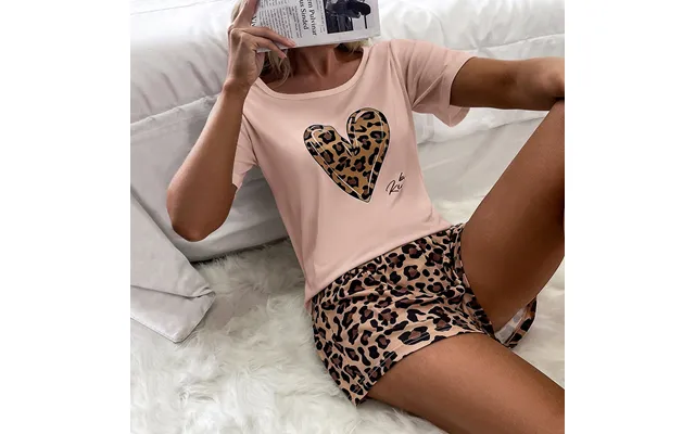 Pajamas For Women Short-sleeved Shorts Leopard Print Sexy Love Casual Suit Home Wear Suit product image