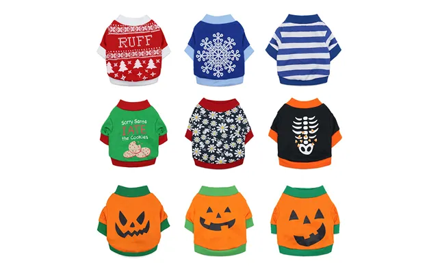 Pet Costume Dog Clothing Cotton Wool Black Print Fish Bone Pet T-shirt Halloween Christmas Style product image