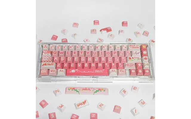 Pink Peach Original Factory Mechanical Keyboard Personalized Keycap Heat Upgraded Pbt Accepts Customization