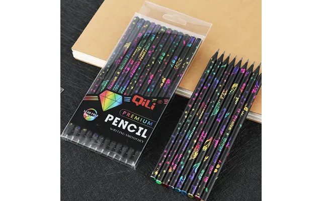 Qili Black Wood Pencils With Rhinestones, Hb Graphite, Colorful Erasers & Sharpener - Fun & Creative School Supplies For