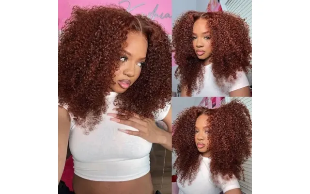 Reddish Brown Jerry Curly Lace Front Wig Remy Human Hair 13x6 Kinky Curly Glueless Transparent Frontal Wig