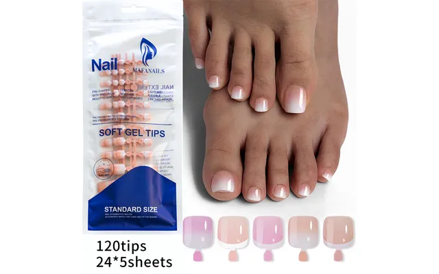 Short Square Wearable Toenail Pieces 120 Pieces In A Bag Retro Simple Gradient Wearable Toenail Pieces