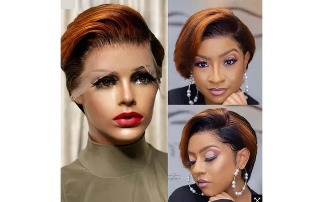 Short Wig Wig Women's Fashion Dyed Short Straight Hair Chemical Fiber Hair Hood