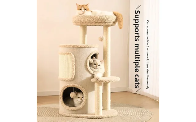 Space Saving Cat Climbing Frame All Season Double Layer Platform Tree Hole Cat Bed Sisal Tunnel For Small Apartment product image