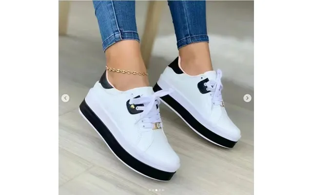 Spring And Summer Cross-border New Women Shoes Thick-soled Sneakers Lace-up Small White Shoes Low Top Casual Shoes Leath